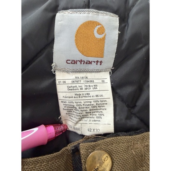 Vintage Carhartt Bibs R33 42x30 USA Made Brown - Picture 7 of 12